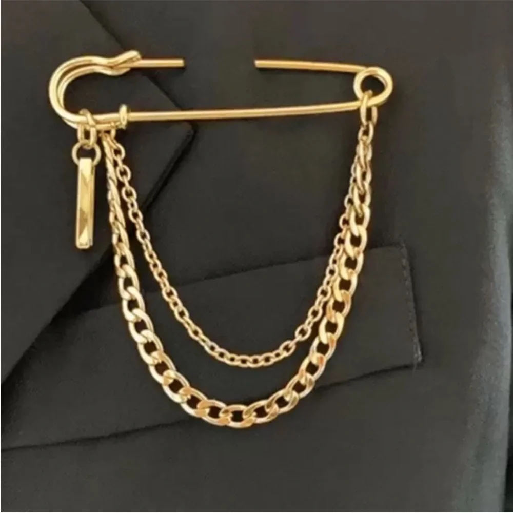 Maison Double Chain Gold Brooch